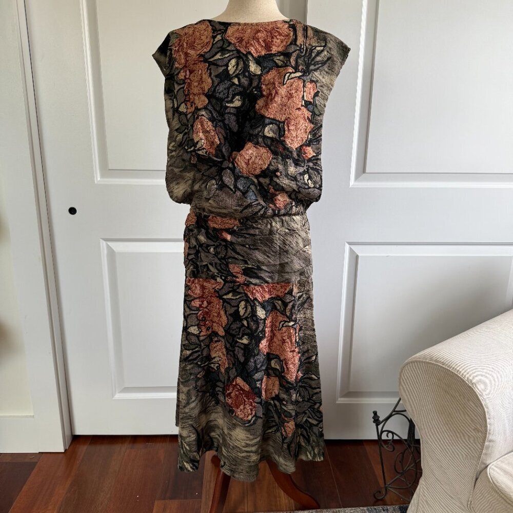 Anthropologie Tracy Reese Amsterdamn Bateau Dress Sz Sm 92% silk, dark floral